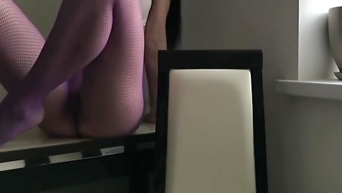 Creamy Pussy Masturbation Through The Fishnets With Mini Diva