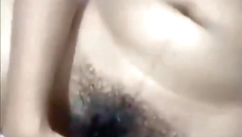 Bouncing Sexy Booby Hairy Girl Selfie Video For Her Lover