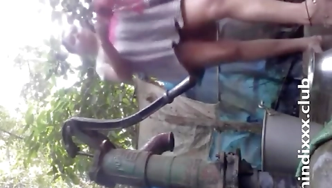 Dehati Girl Bathing Nude Outdoors Selfie Video