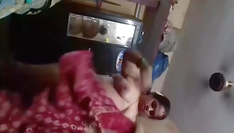 Blue Saree Removing Bhabhi