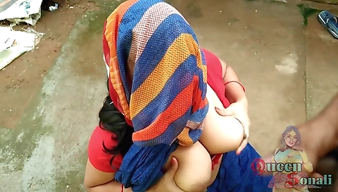 Maid In Blue Saree Suck Owner Dick In Backyad Outdoor He Cum On Her Big Boobs