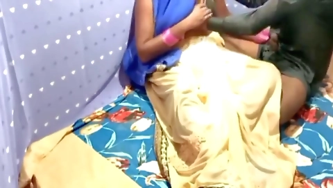 Indian Vellage Bhabhi Sei In Blue Saree