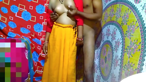 She Wears A New Red Sari And Has Sex With Bhabi Deor