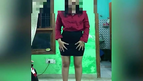 Indian Lady In Indian Girl Secretary Role Play.job Interview .hotgirl 1984